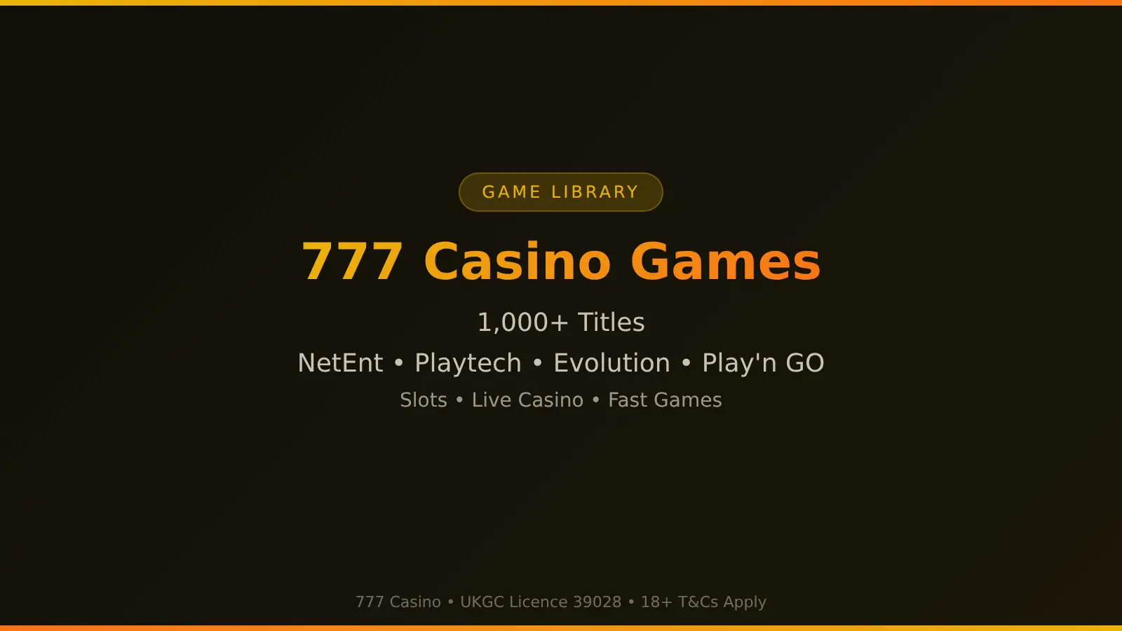 777 Casino game library - slots, live casino, table games